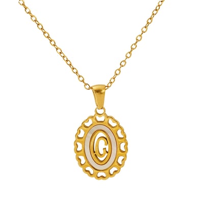 1 Piece Simple Series Daily Heart Hollow Letter C Stainless Steel  Gold Color Unisex Pendant Necklaces h5 